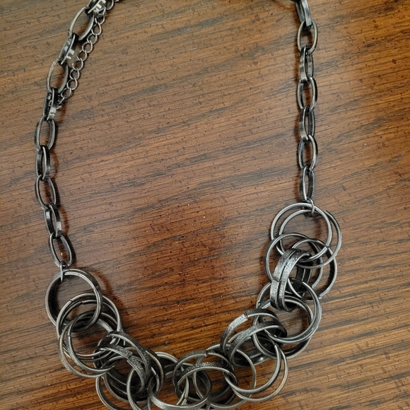 Chunky Multi-Ring Metal Necklace - Picture 2 of 4